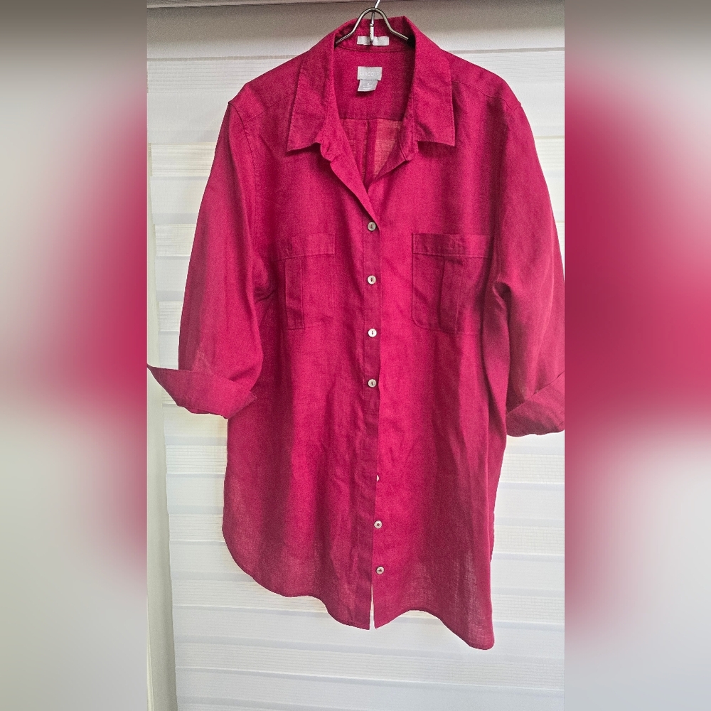 Chico's Deep Red Linen Blouse